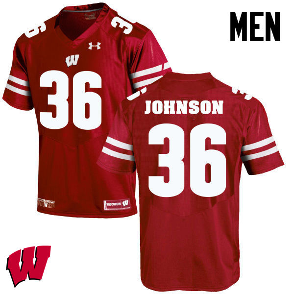 Wisconsin Badgers Men's #36 Hunter Johnson NCAA Under Armour Authentic Red College Stitched Football Jersey XX40E62TE